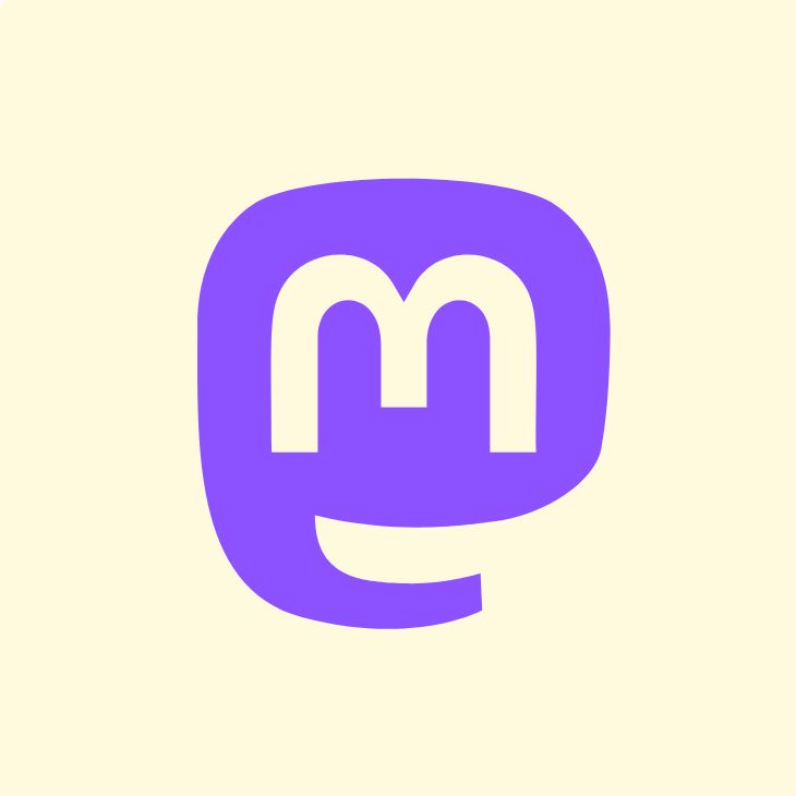 Das Signet von Mastoon in lila auf hellgelbem Feld